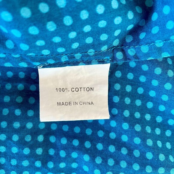 Orla Kiely Women's Grid Dot Cap Sleeve A-Line Belted Bow Dress in Blue & Teal 8 - Picture 6 of 11